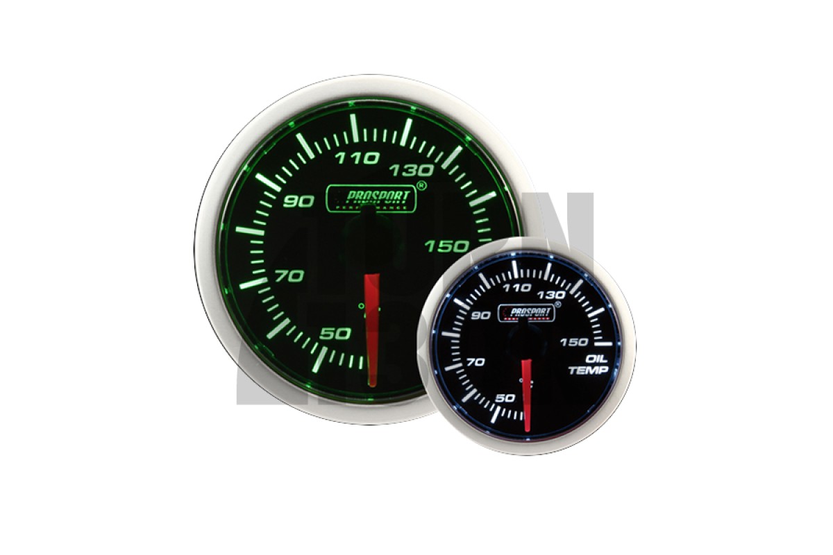 52mm oil temperature Gauge Green / White Prosport