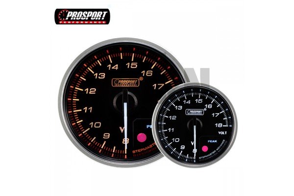 52mm Red / White Volt Gauge Prosport Supreme  